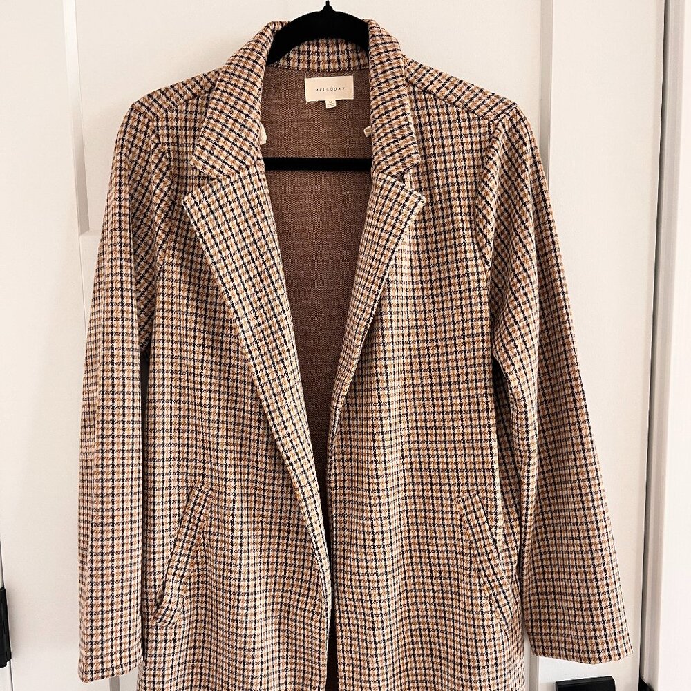 Classy Open Front Knit Coat in brown